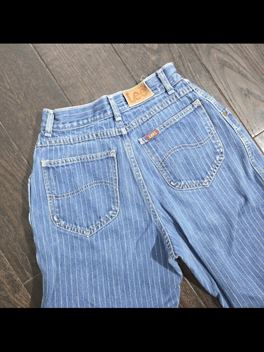 Vtg 80s Lee Size 5 Subtle Striped Pleated High Waist Mom Jeans Denim Union USA